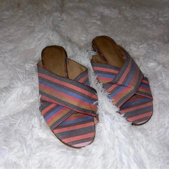 Madewell 8 1/2 Sandals Striped 8.5 Slip on Summer/ Work Shoe - Picture 1 of 6